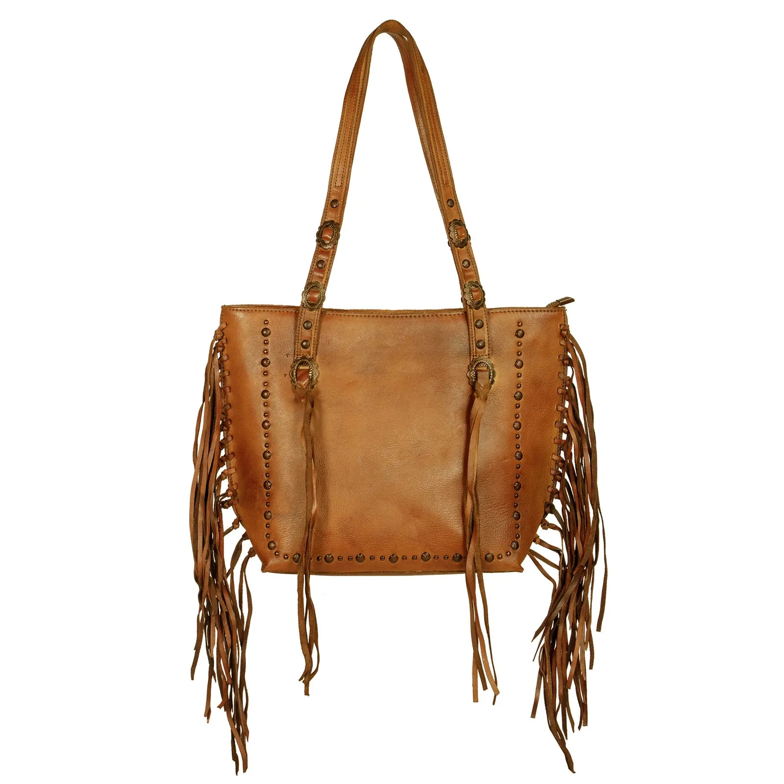 MWRG-038 Montana West Hand Painted Real Leather Collection Concealed Carry Tote-Light Brown