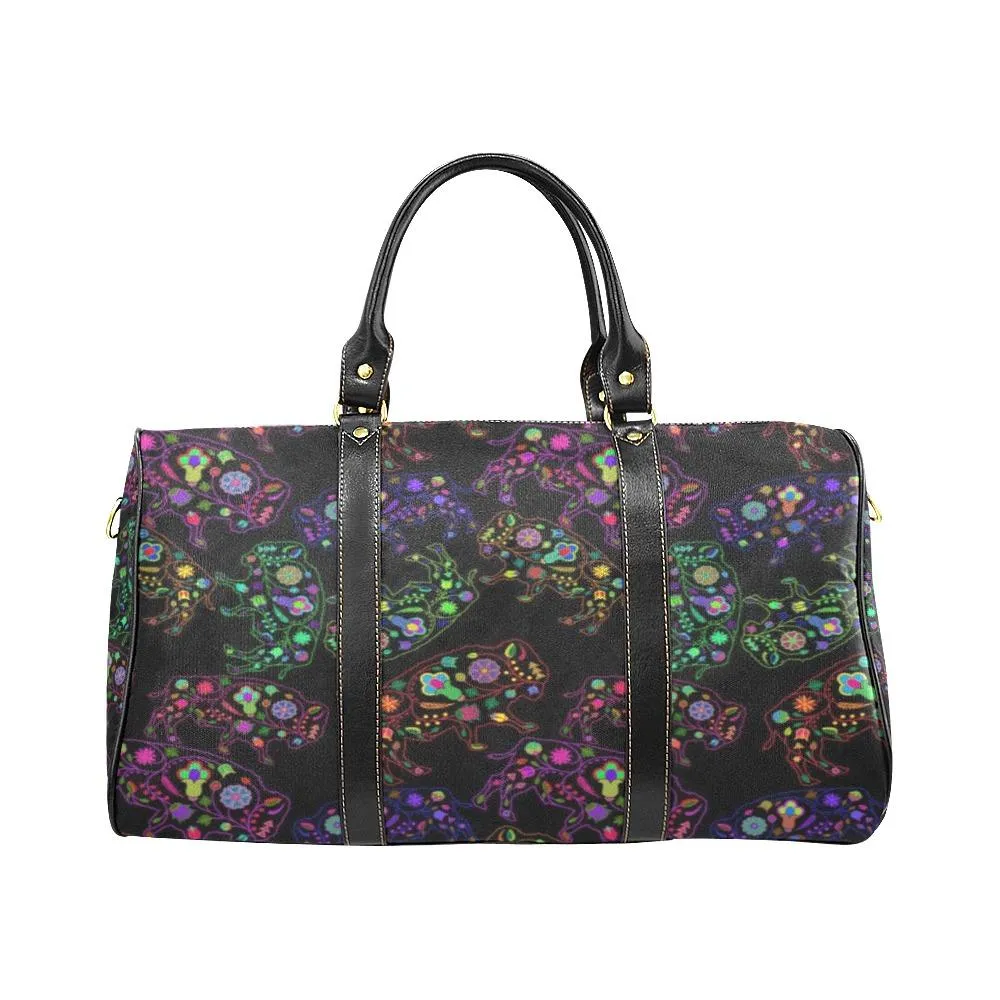 Neon Floral Buffalos Waterproof Travel Bag/Small