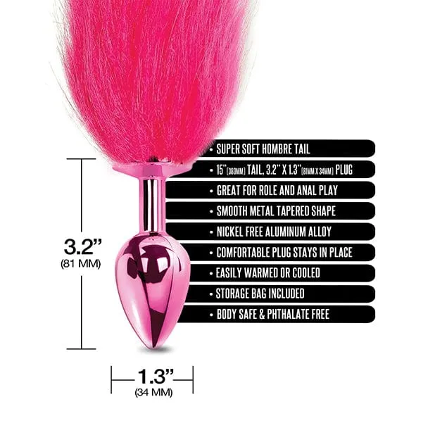 Nixie - Metal Butt Plug with Faux Fur Tail (Pink Metallic)