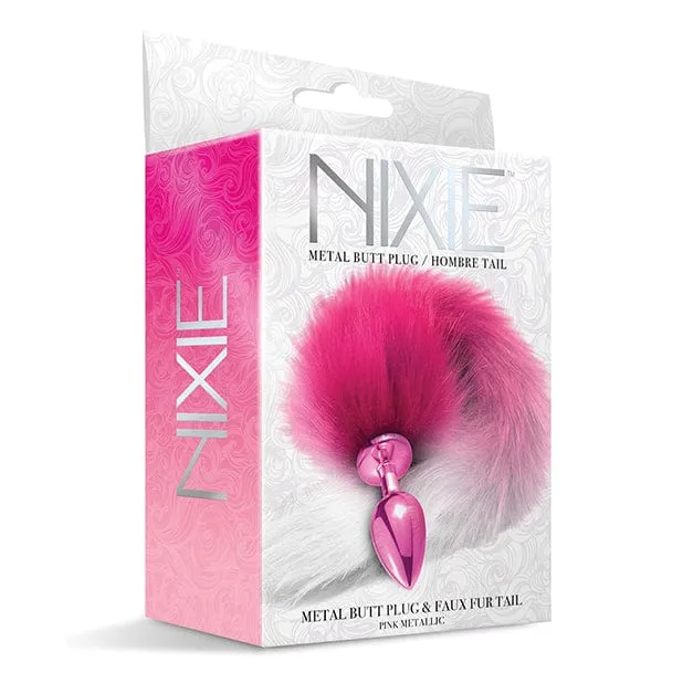 Nixie - Metal Butt Plug with Faux Fur Tail (Pink Metallic)