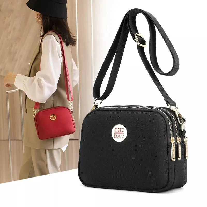 Nylon shoulder bag with single strap - light and roomy