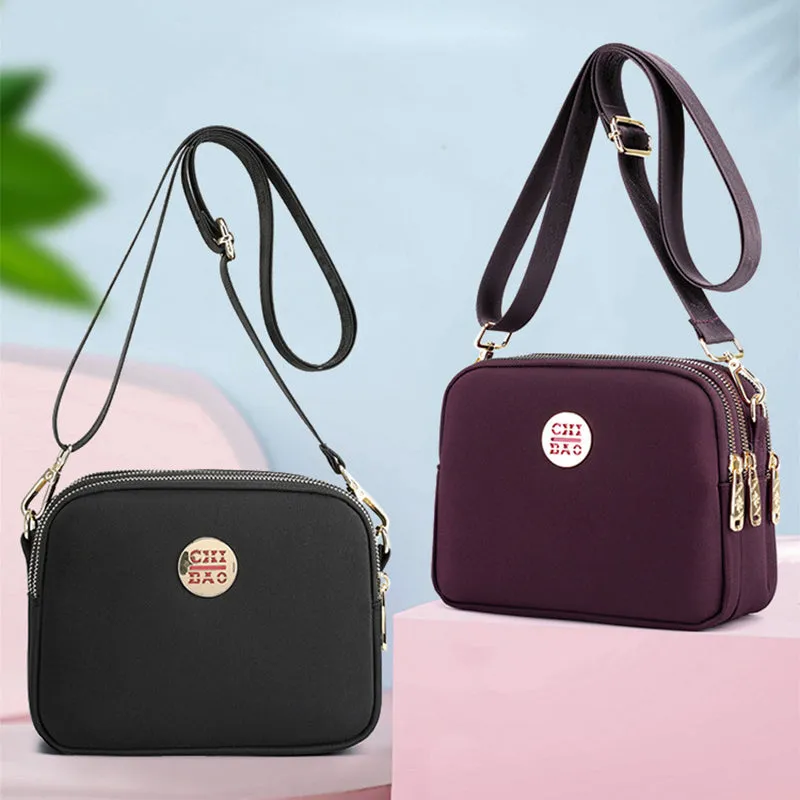 Nylon shoulder bag with single strap - light and roomy