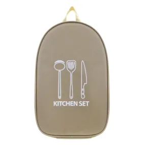 Outdoor Camping Kitchen Utensils Portable Storage Bag Picnic Flatware Supplies(Khaki)