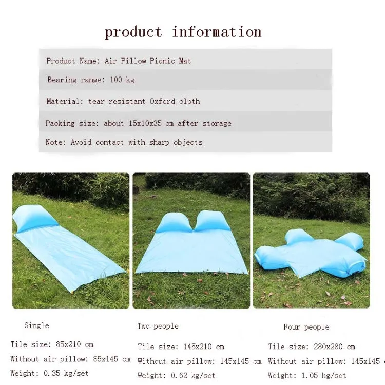 Outdoor Waterproof Air Pillow Picnic Mat Carrying Ground Sand Beach Grass Mat, Style:Double(Random Color)