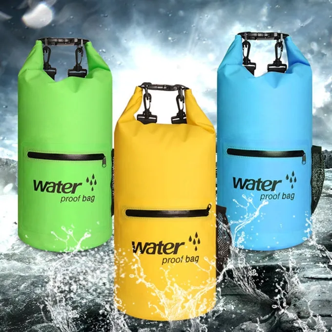 Outdoor Waterproof Dry Dual Shoulder Strap Bag Dry Sack PVC Barrel Bag, Capacity: 20L(Black)