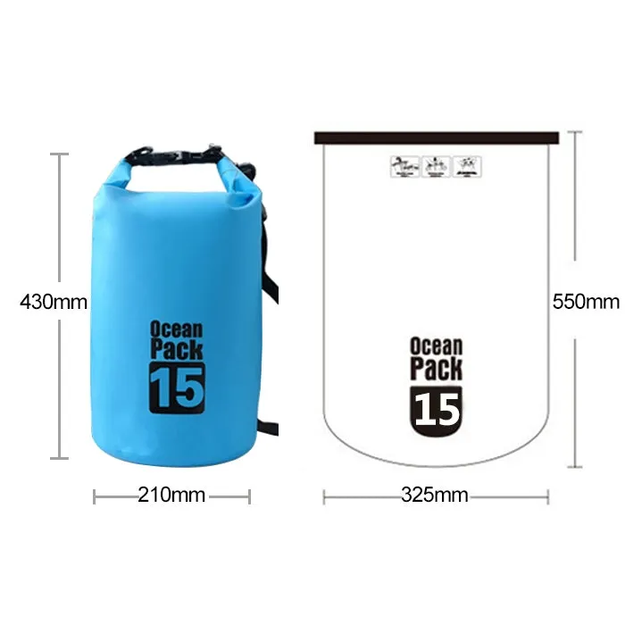 Outdoor Waterproof Single Shoulder Bag Dry Sack PVC Barrel Bag, Capacity: 15L (Green)