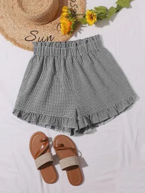 Paperbag Waist Gingham Shorts