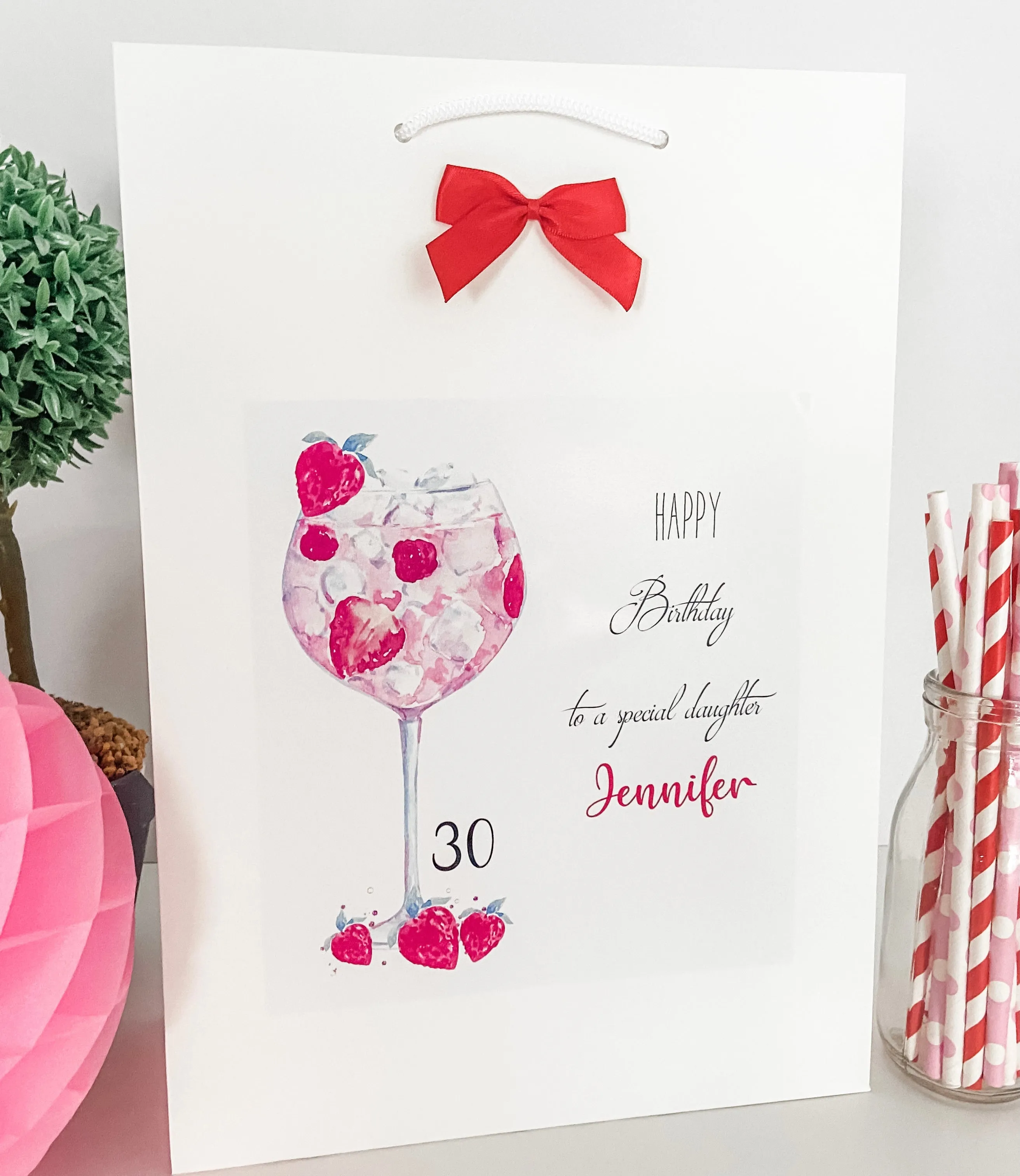 Personalised Birthday Gift Bag Strawberry Gin Cocktail