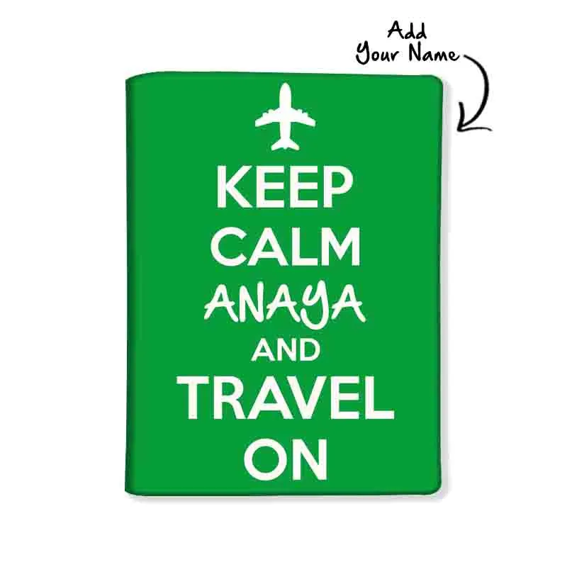 Personalized Passport Cover Luggage Tag Set - Keep Calm Green