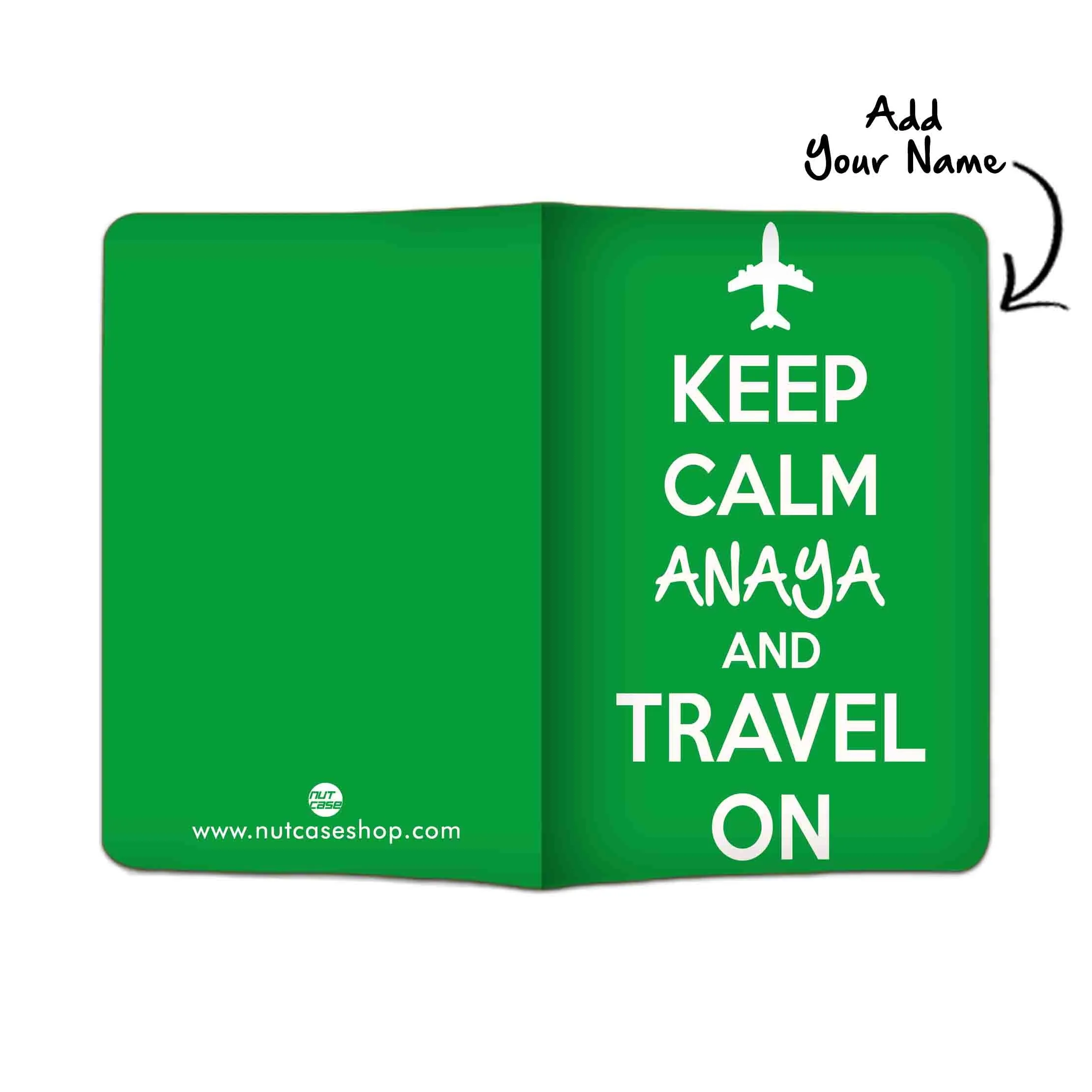 Personalized Passport Cover Luggage Tag Set - Keep Calm Green