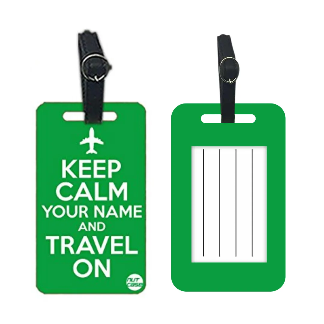 Personalized Passport Cover Luggage Tag Set - Keep Calm Green