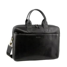 Pierre Cardin Men's Italian Leather 15" Laptop Bag (Black)