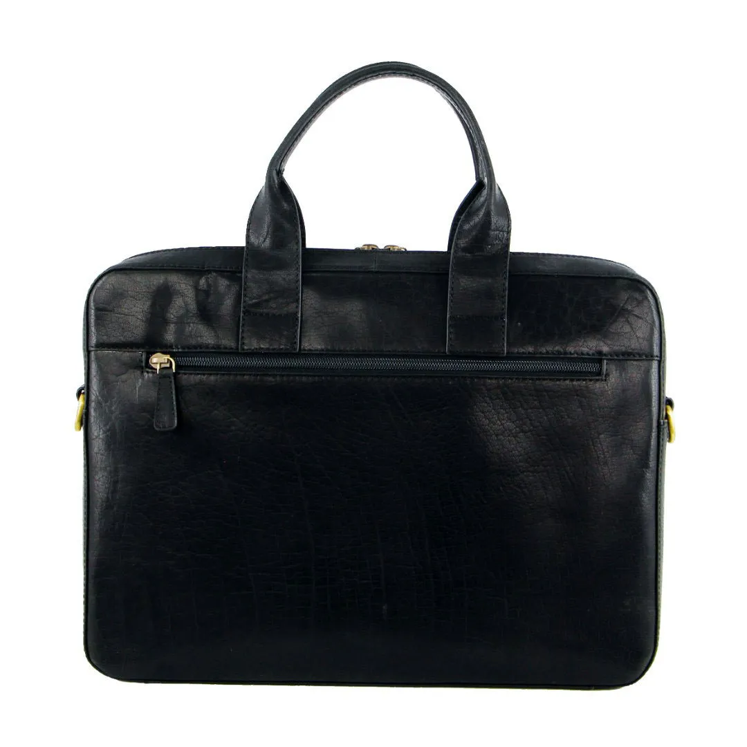 Pierre Cardin Men's Italian Leather 15" Laptop Bag (Black)