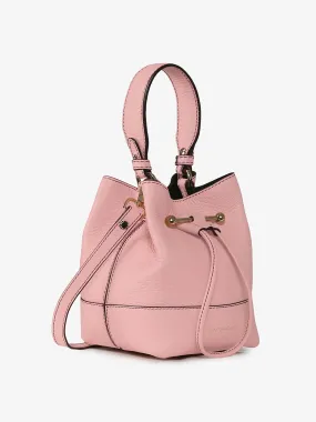 Pink Lana Osette top handle bag with burgundy stitching