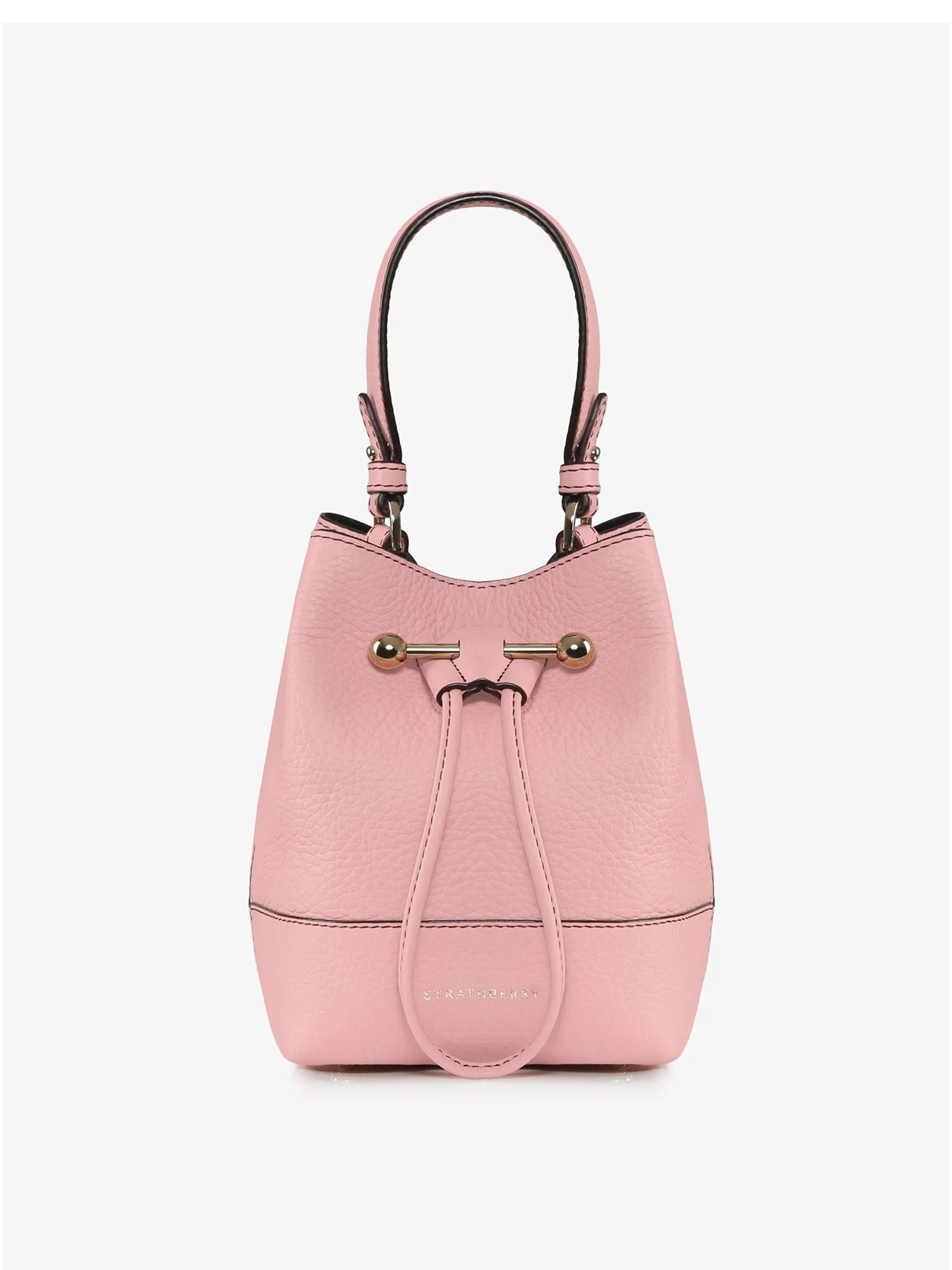 Pink Lana Osette top handle bag with burgundy stitching