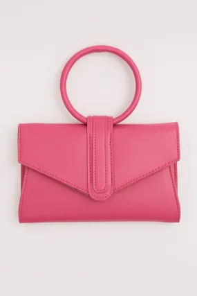 Pink Round Handle Crossbody Bag