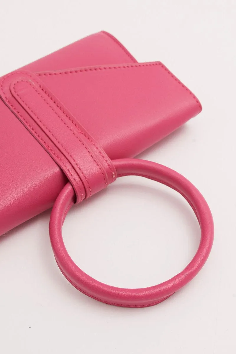 Pink Round Handle Crossbody Bag