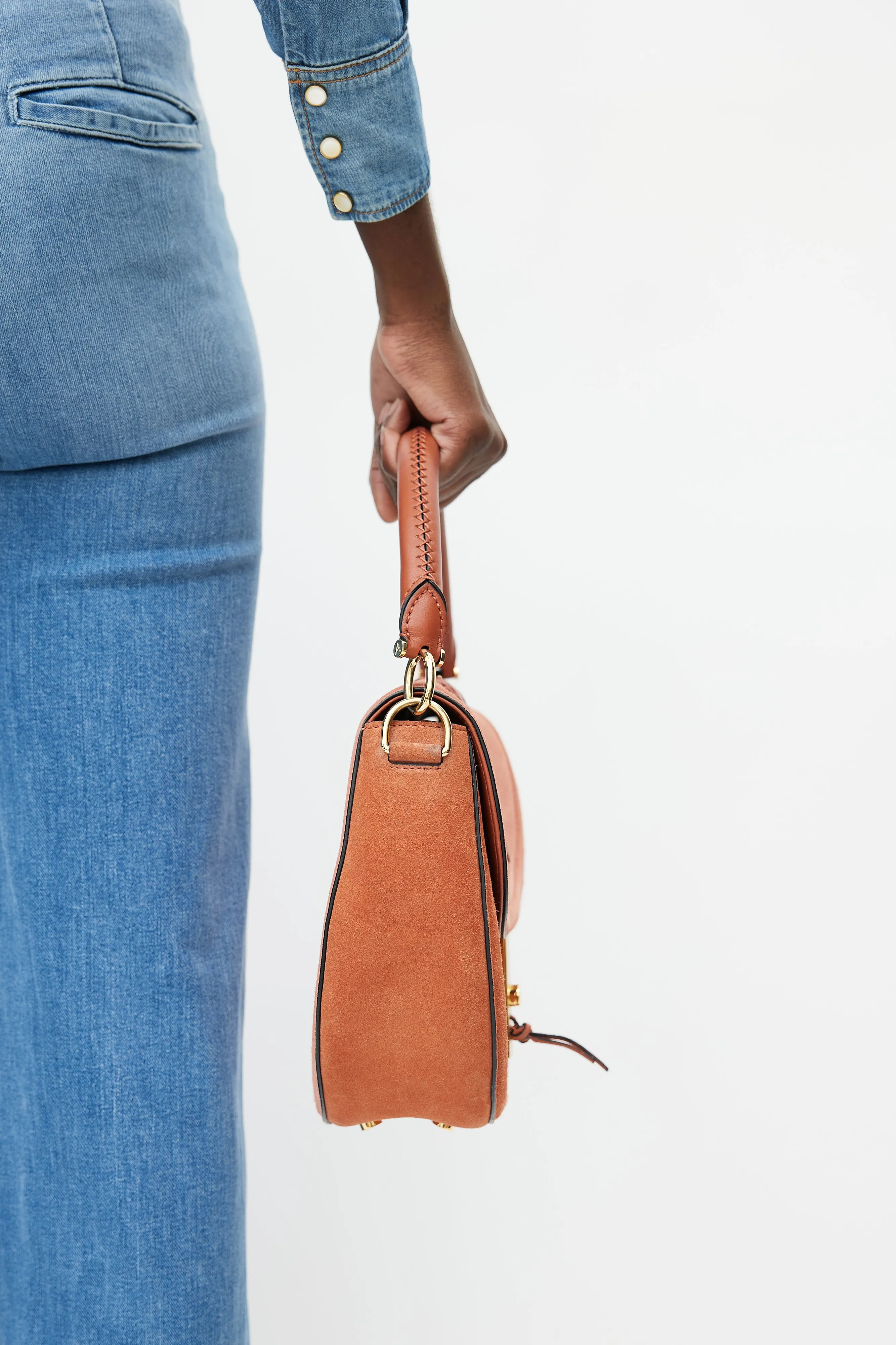 Pink Suede Ghianda Crossbody Bag