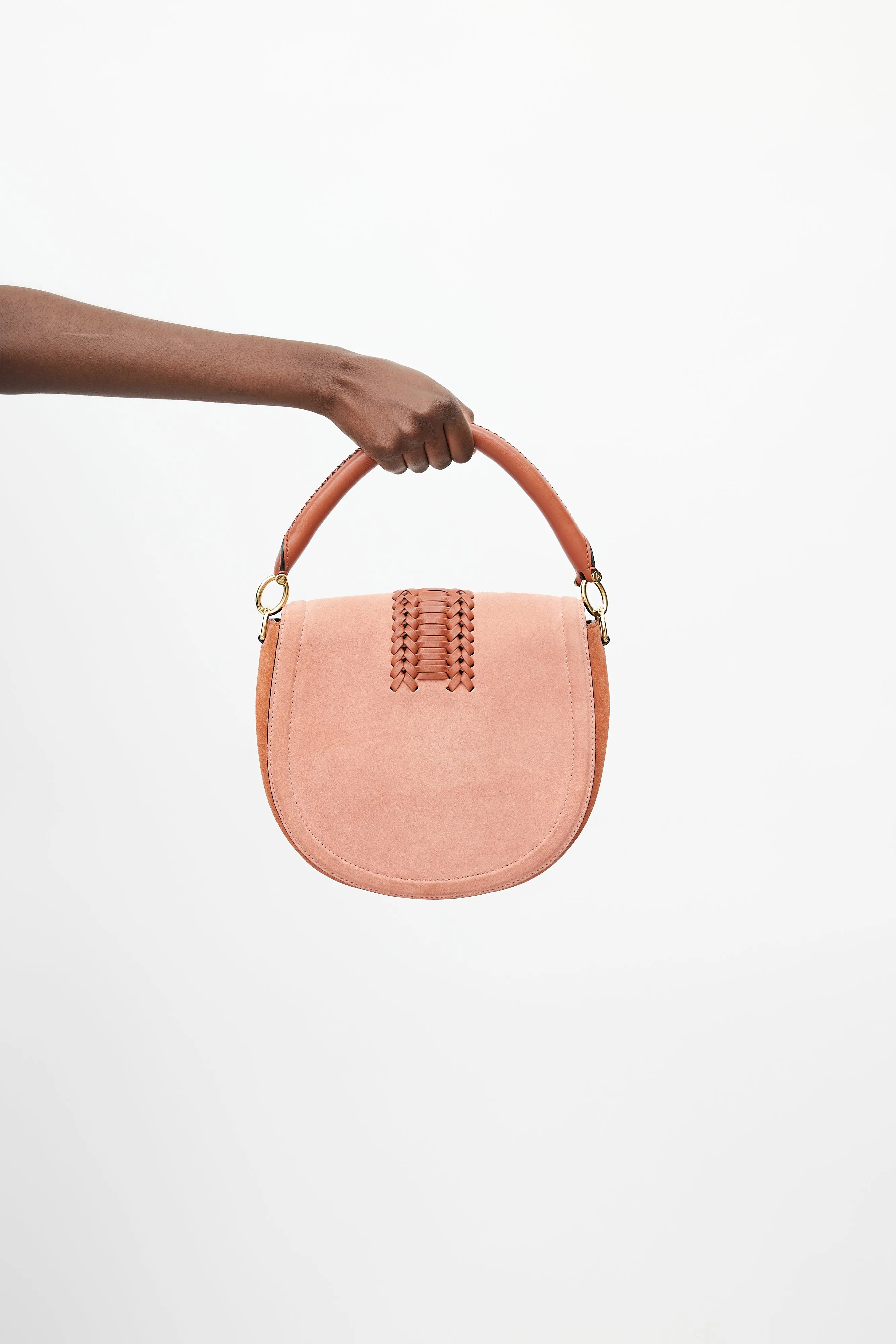 Pink Suede Ghianda Crossbody Bag