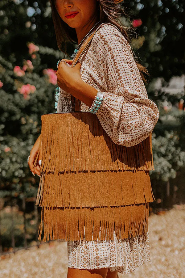 Point The Way Fringe Tote In Maple