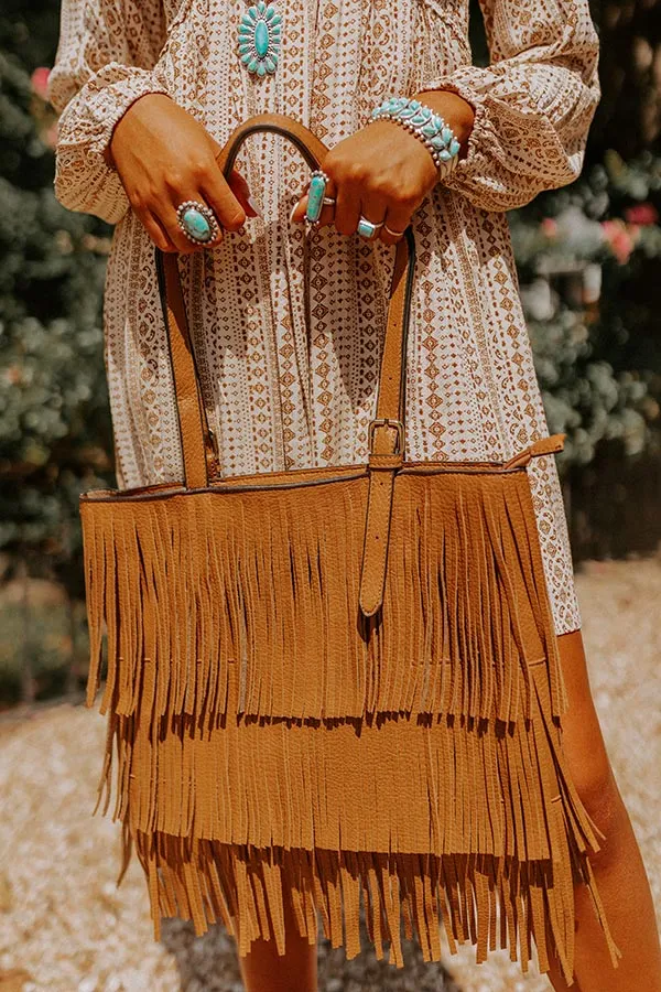 Point The Way Fringe Tote In Maple