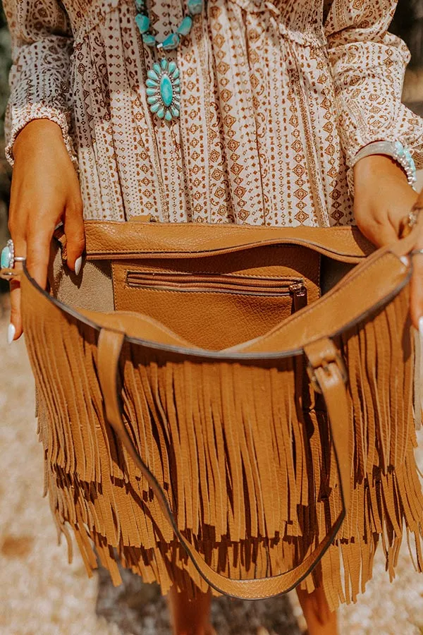 Point The Way Fringe Tote In Maple