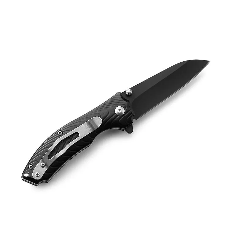 Promotion Cutter Black Aluminum Handle Folding Camping Knife With Nylon Bag Packing Tactical Pocket Knife Edc Gadget