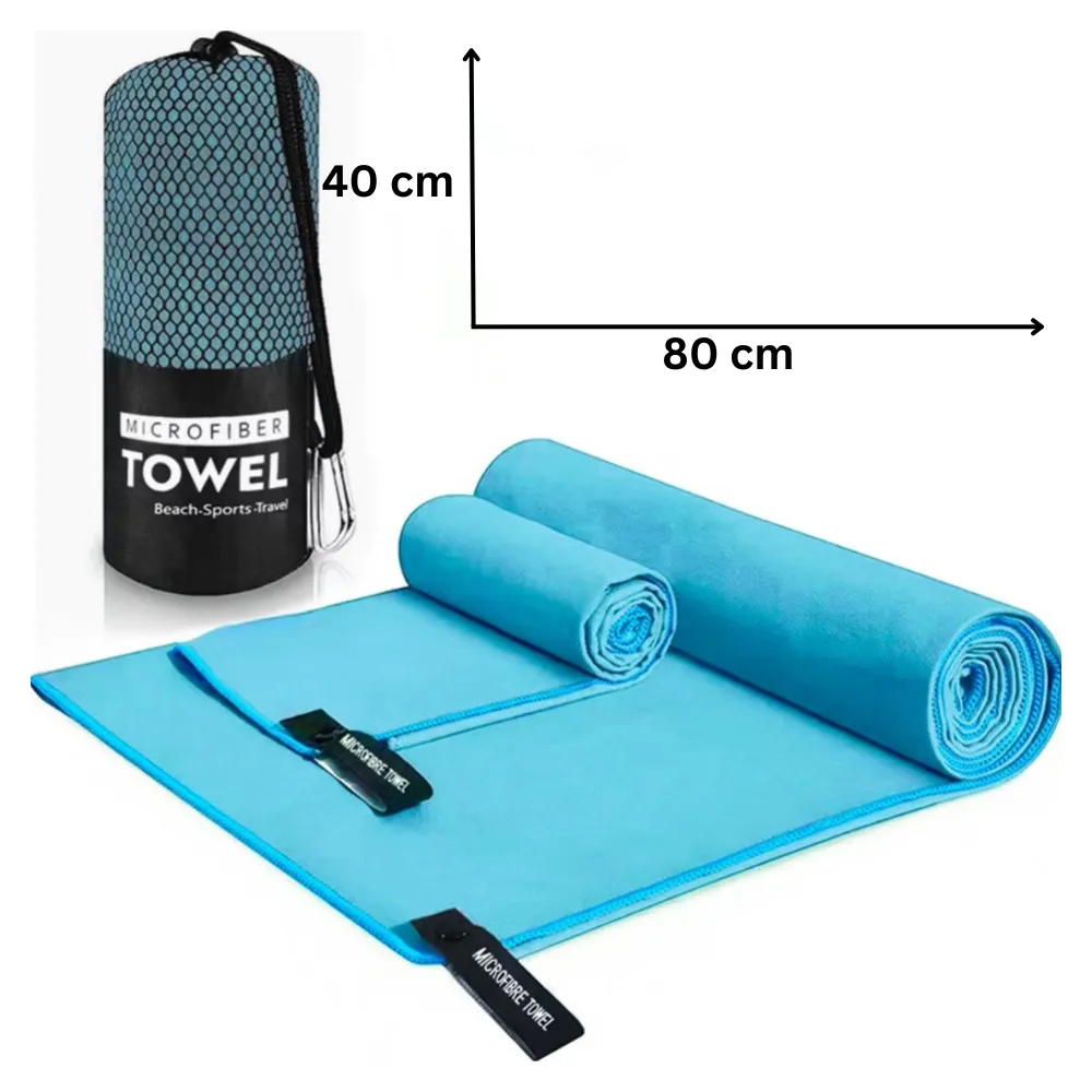 Quick-Drying Microfiber Towel 40x80 cm Light Blue