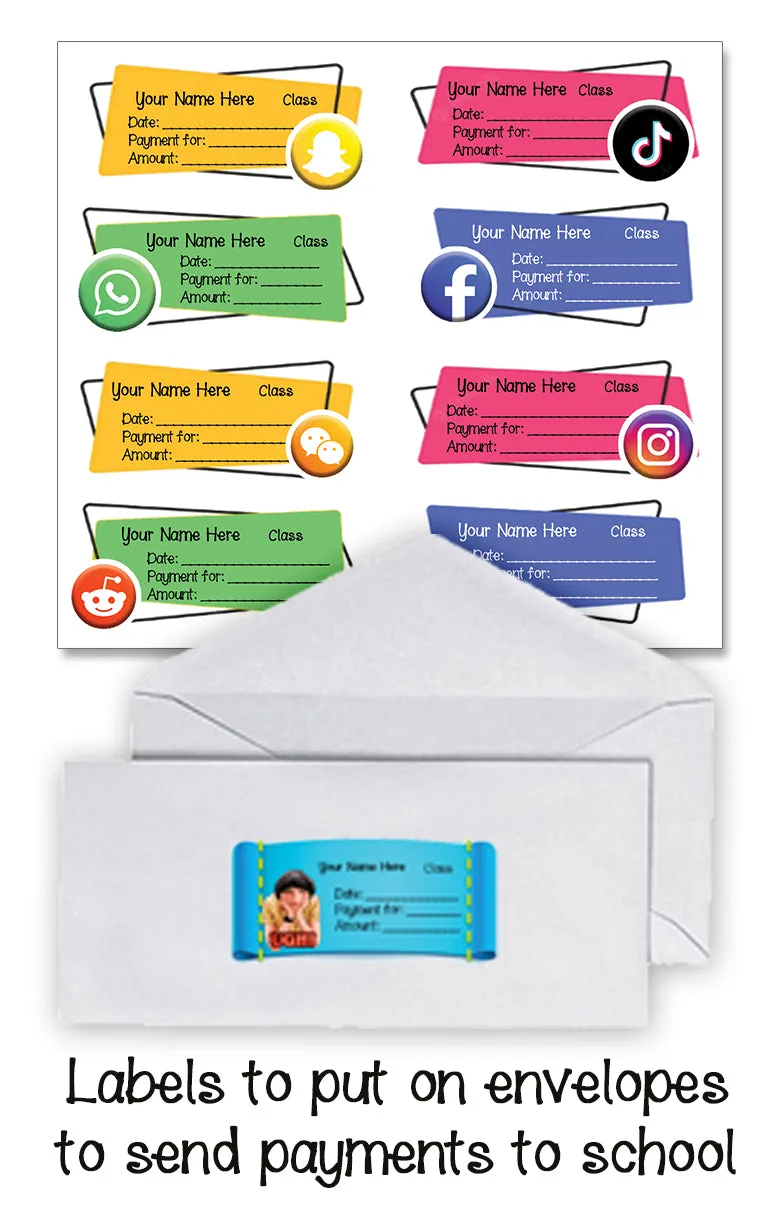 ""Social Media" School labels packs