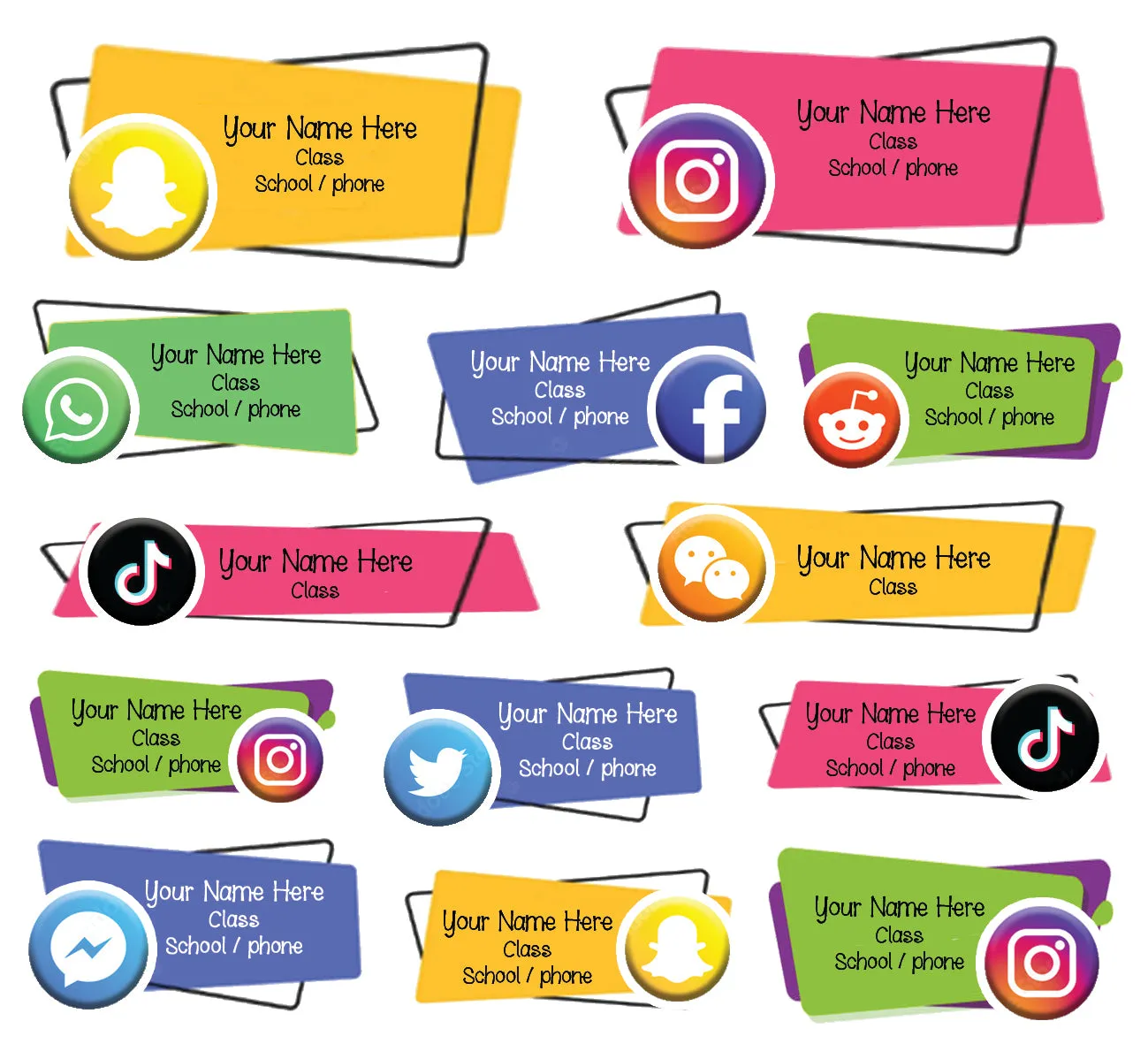 ""Social Media" School labels packs