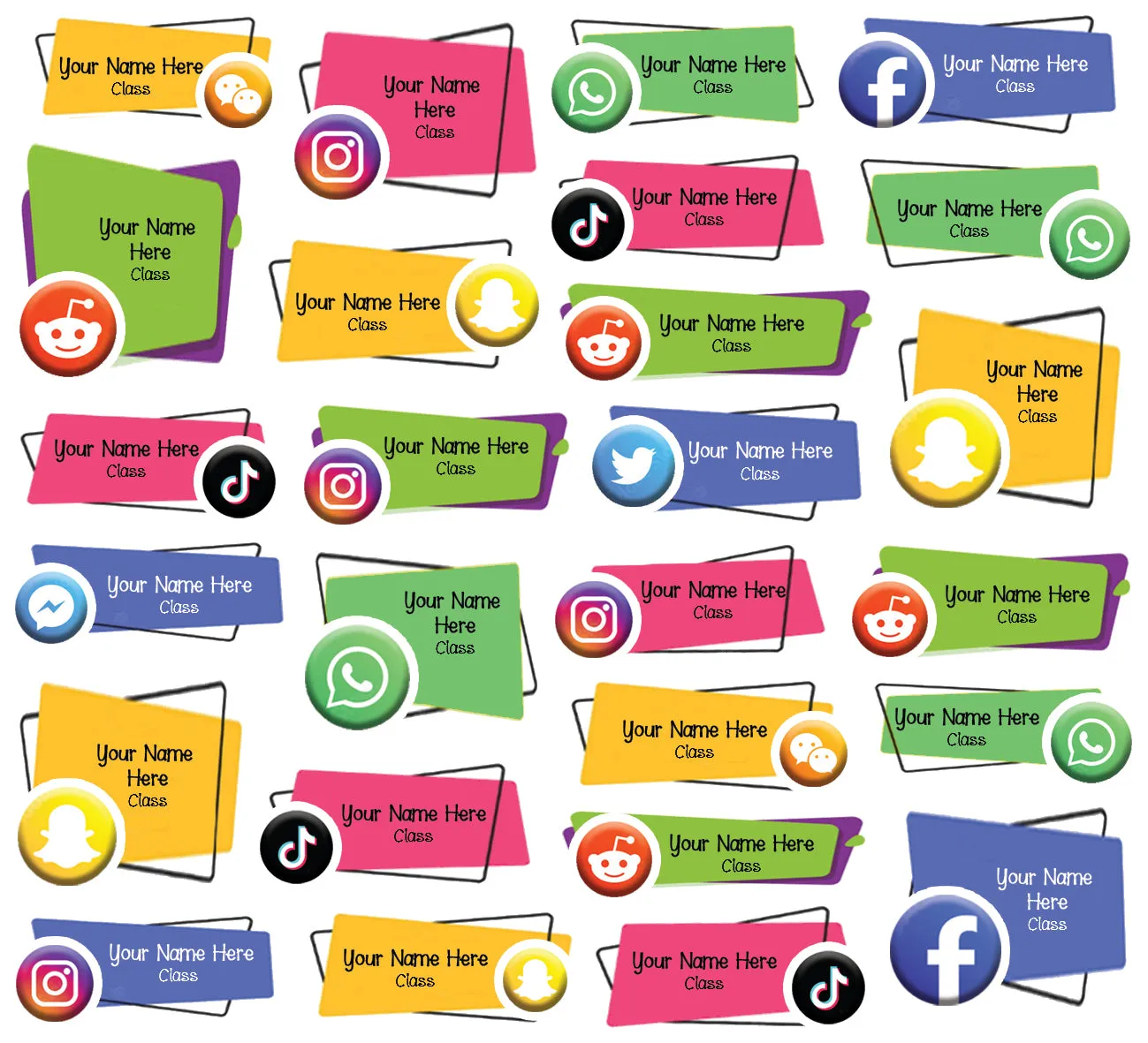 ""Social Media" School labels packs