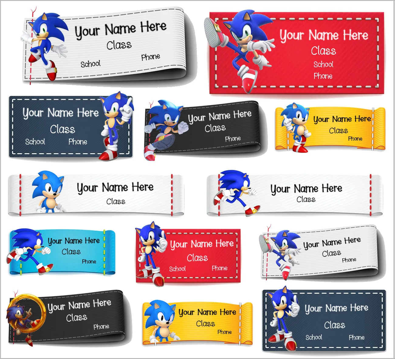 ""Sonic" School labels packs