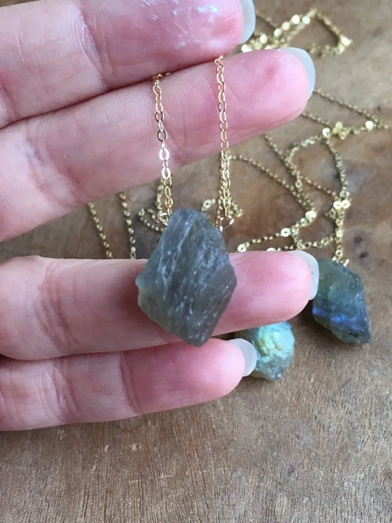 Raw Labradorite Crystal Necklace