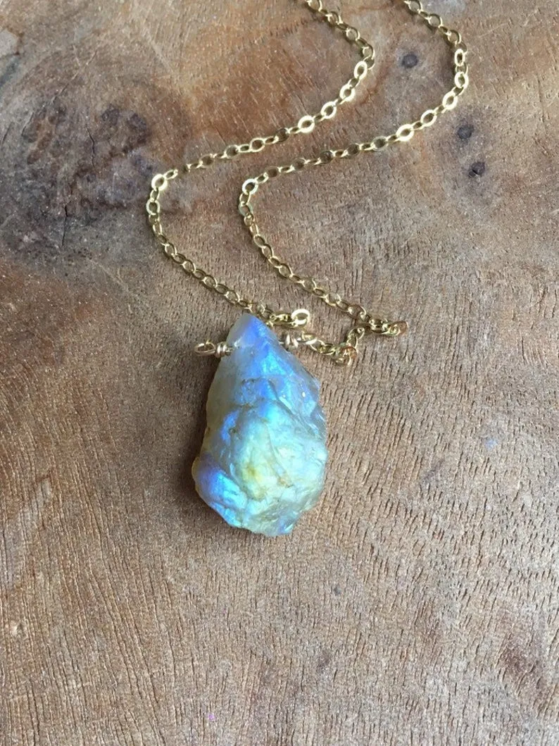 Raw Labradorite Crystal Necklace