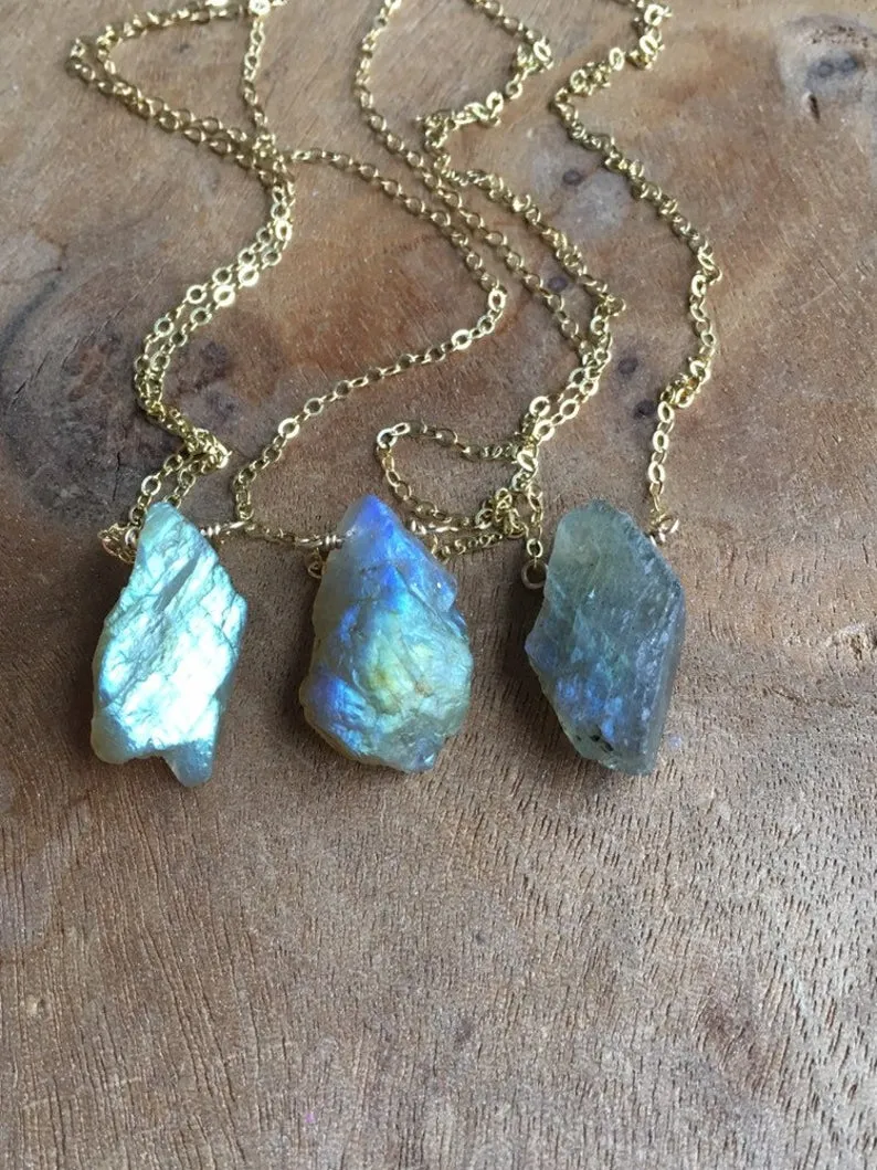 Raw Labradorite Crystal Necklace