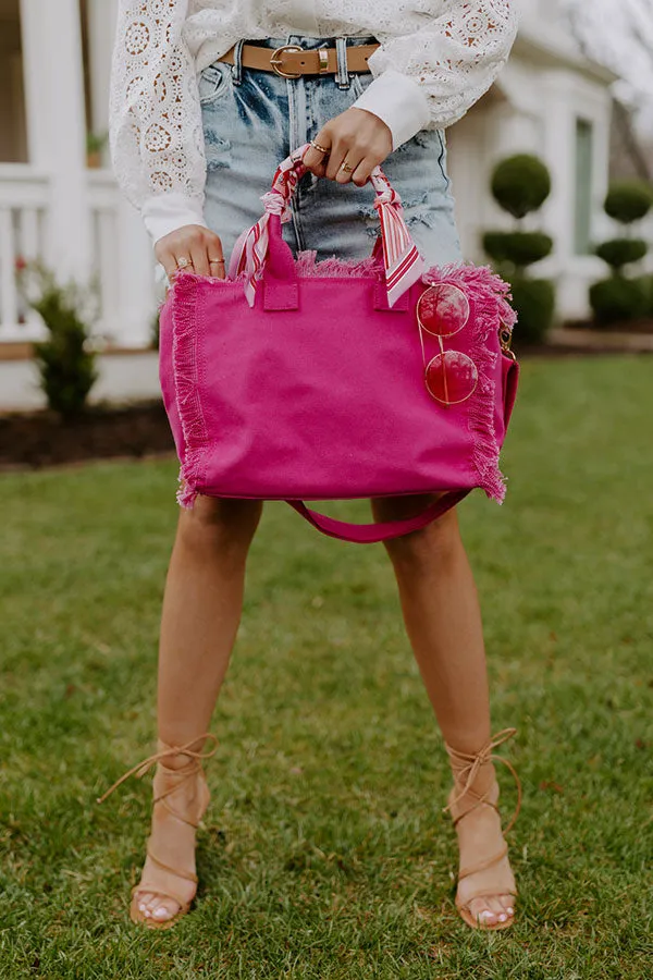 Sailing Away Canvas Tote In Hot Pink