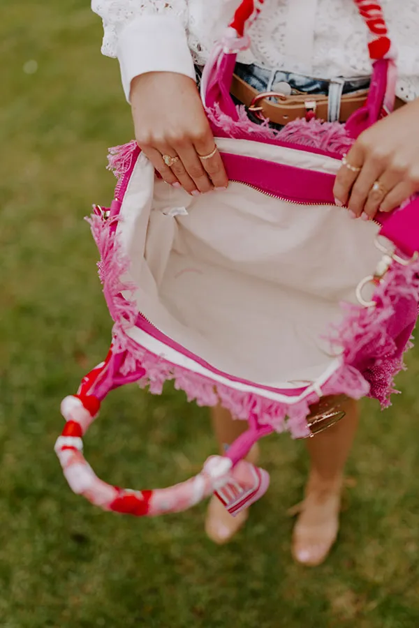 Sailing Away Canvas Tote In Hot Pink