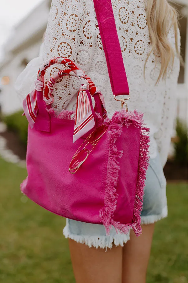 Sailing Away Canvas Tote In Hot Pink