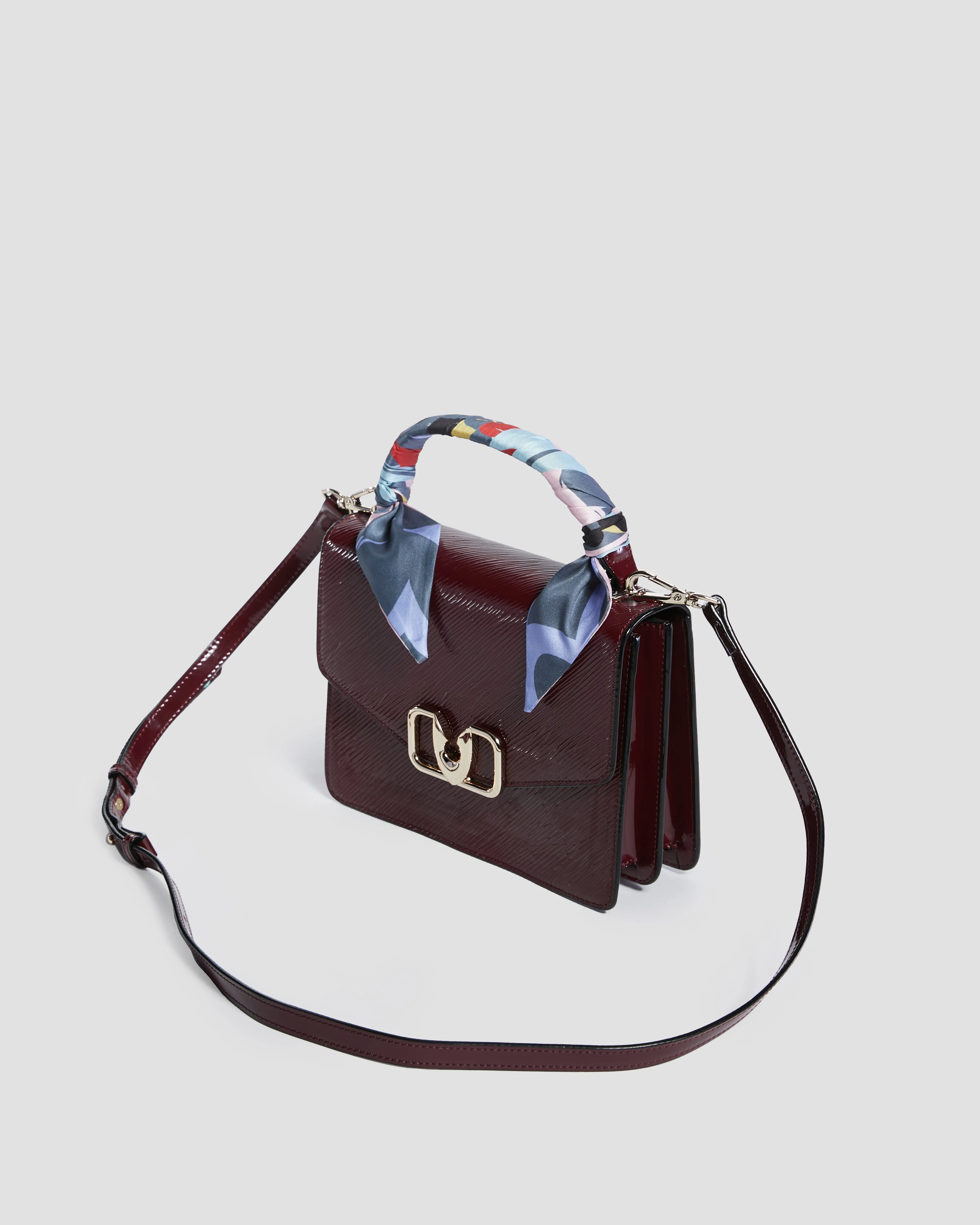 Scarf Detailed Textured Crossbody Bag