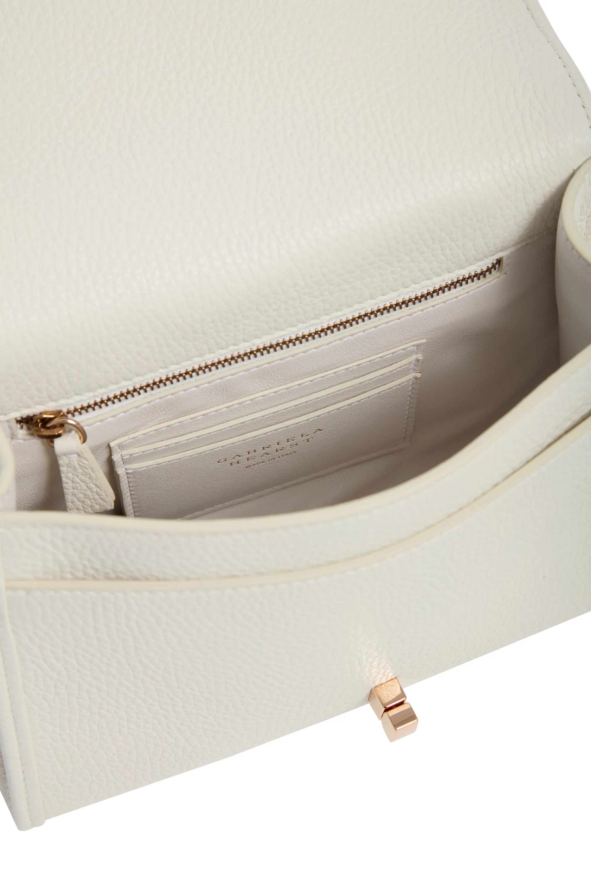 Small Leonora Flap Bag in Ivory Textured Leather