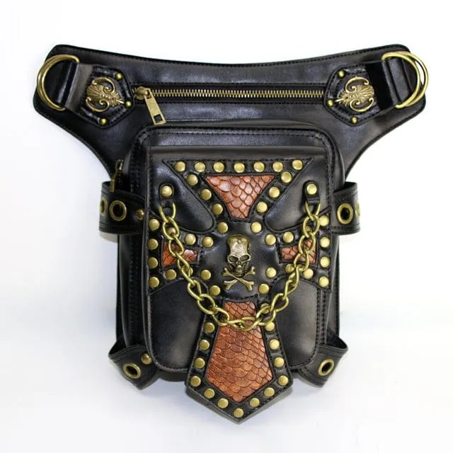 Steampunk Double Color Chained Motorcycle Bag