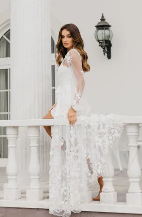 Steffanie Beaded Floral Lace Maxi Bridal Robe - Includes Slip