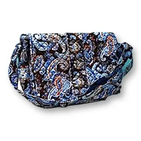 Stephanie Dawn Blue Paisley Quilted Messenger Style Diaper Bag