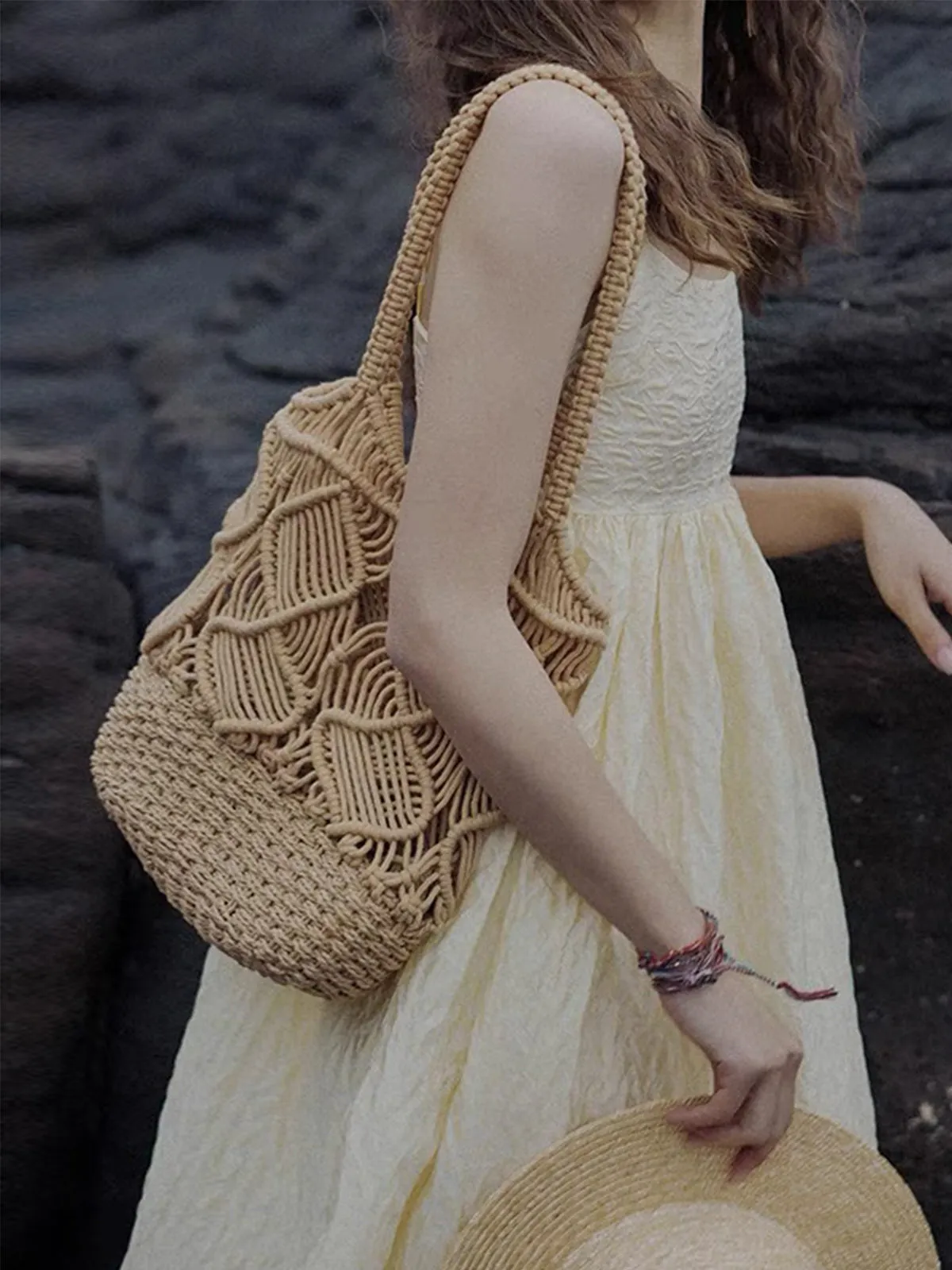 Straw Bucket Bag