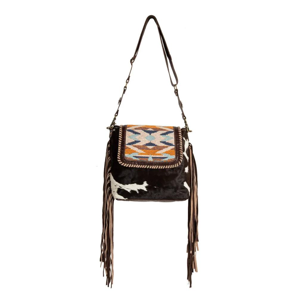 Sun Serape Fringed Leather Hairon Bag