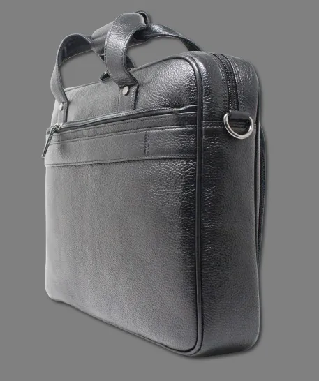 Taha Front Flap Genuine Leather Black Laptop Bag