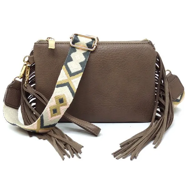 TEEK - Aztec Guitar Strap Fringe Clutch Crossbody Bag