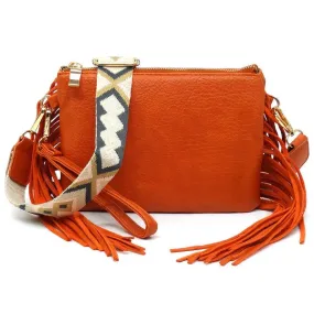 TEEK - Aztec Guitar Strap Fringe Clutch Crossbody Bag