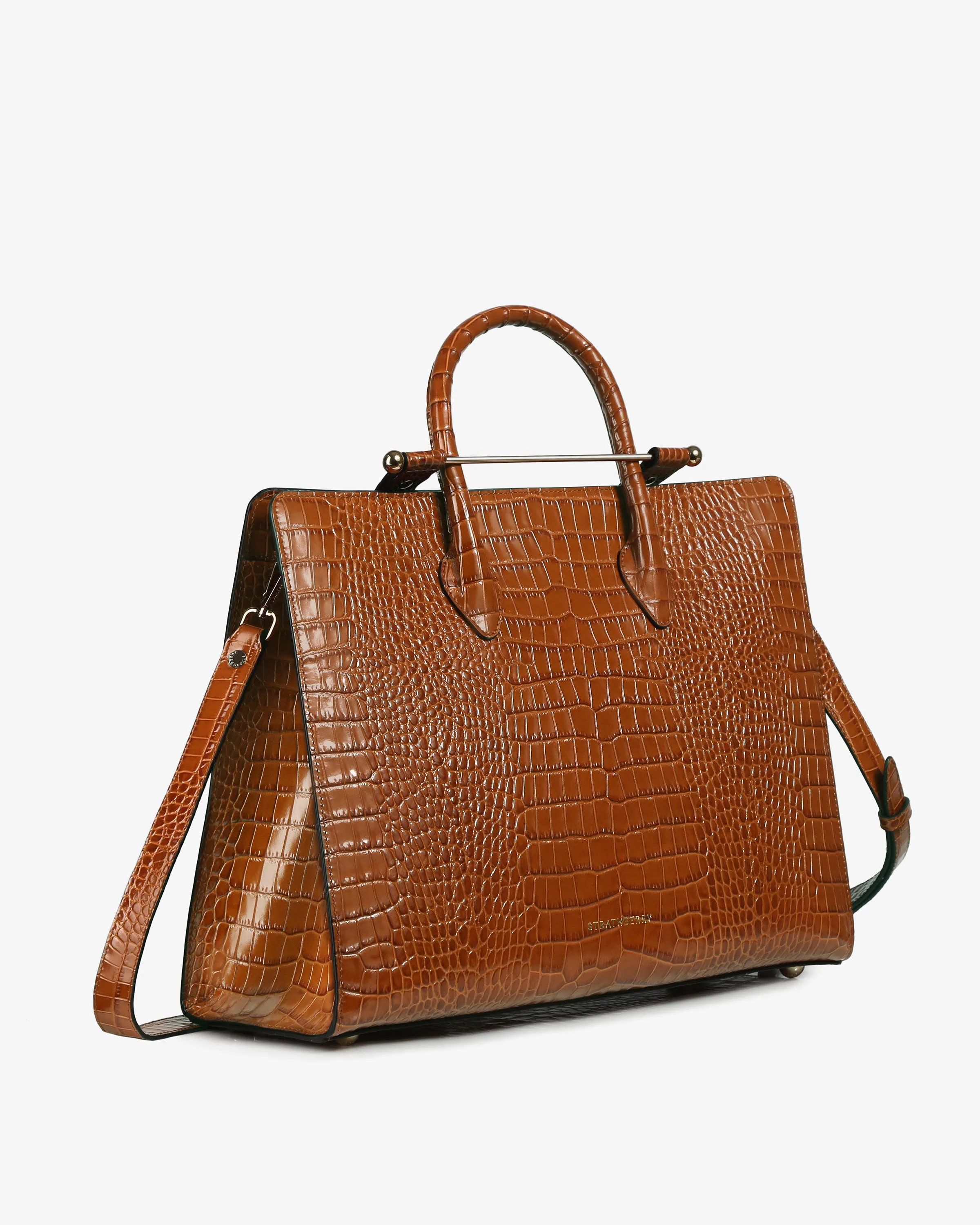 The Strathberry Tote - Croc-Embossed Leather Tan