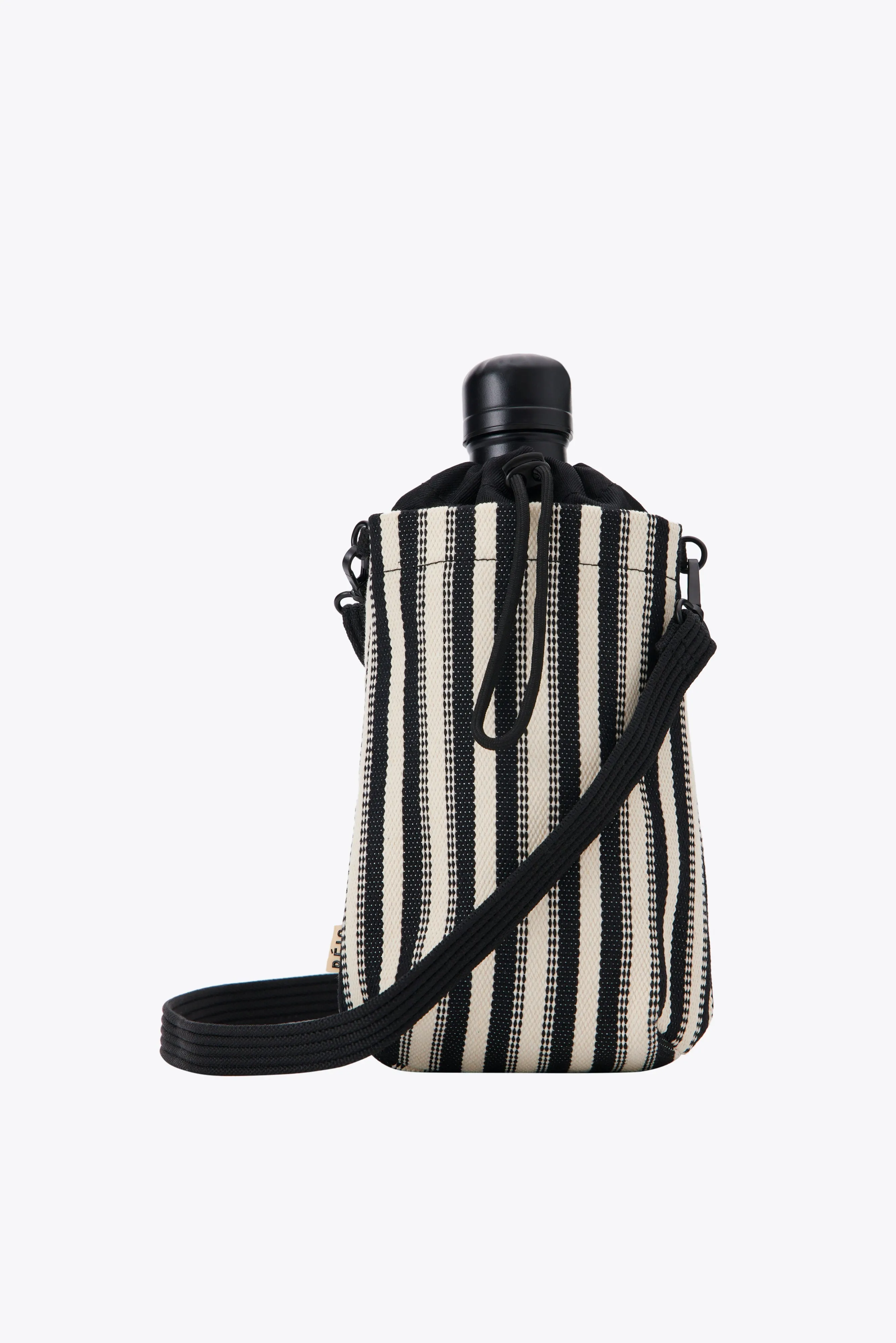 The Water Bottle Crossbody in Black Stripe